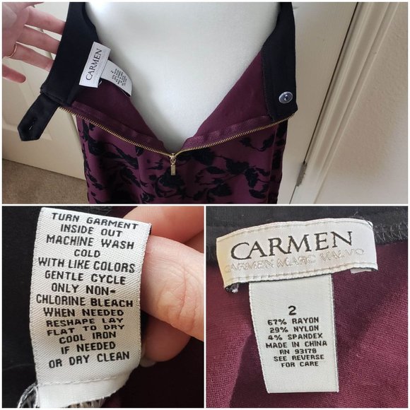 Burgundy A-Line Skirt with Black Velvet Leafy Pattern - Picture 3 of 4